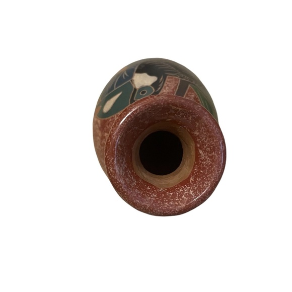 Pair Hand Sculpted Pottery Fish And Bird Vase Hand Tooled - Picture 10 of 15